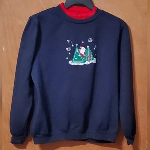 Vintage Speculation Christmas Sweatshirt Size XL Navy w/ Santa Claus